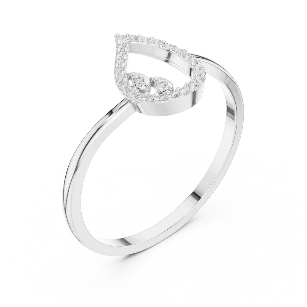 10K White Gold Pear Outline Diamond Outline Stacking Ring