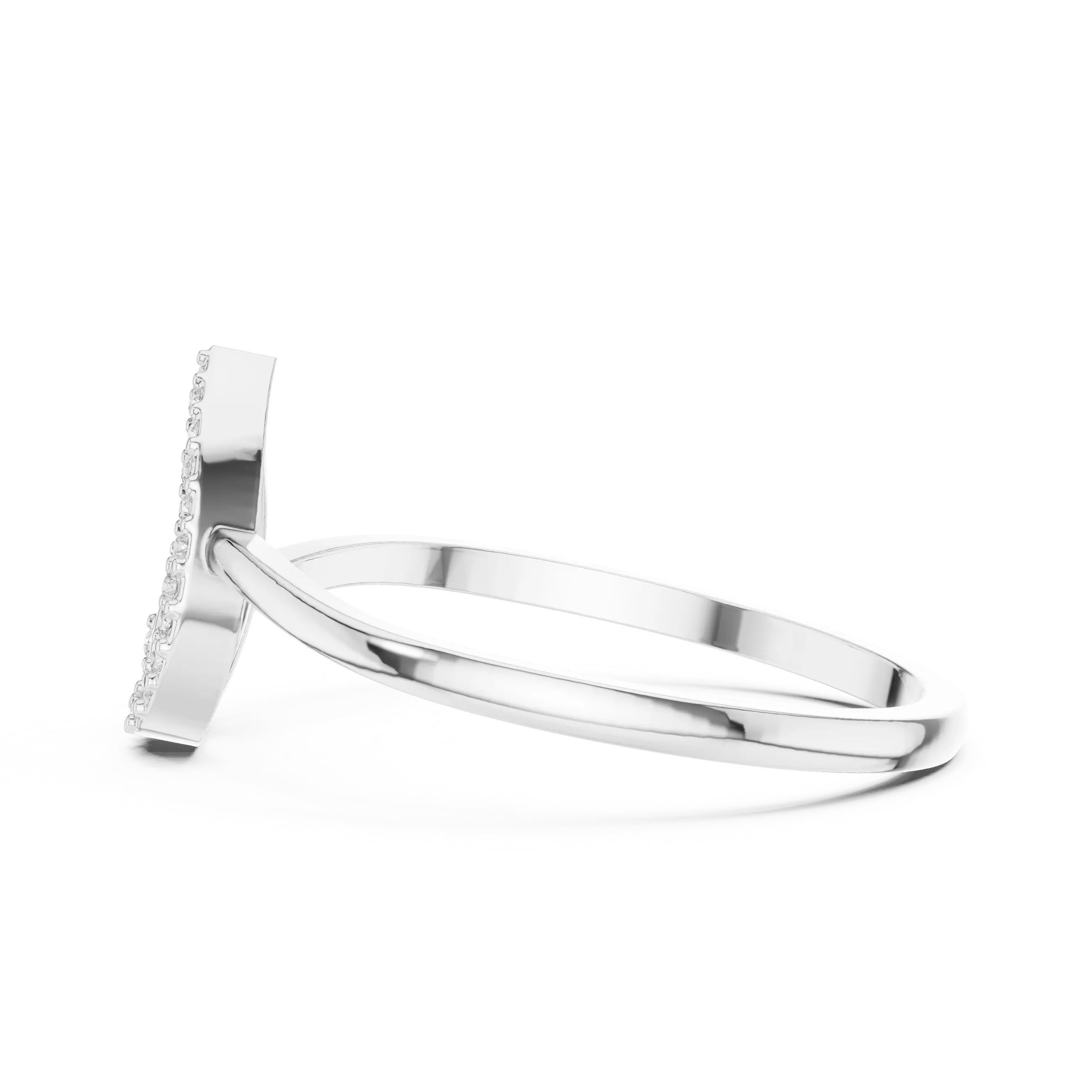 10K White Gold Pear Outline Diamond Outline Stacking Ring