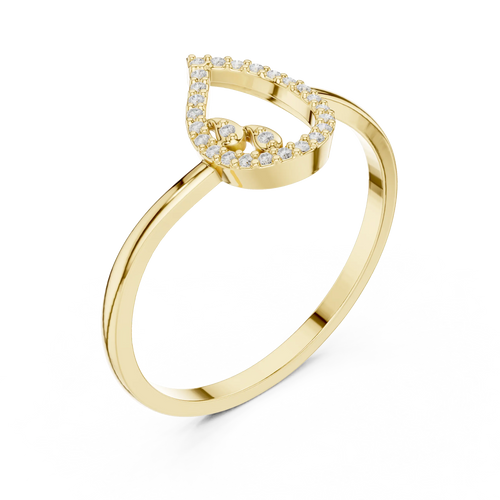 10K White Gold Pear Outline Diamond Outline Stacking Ring