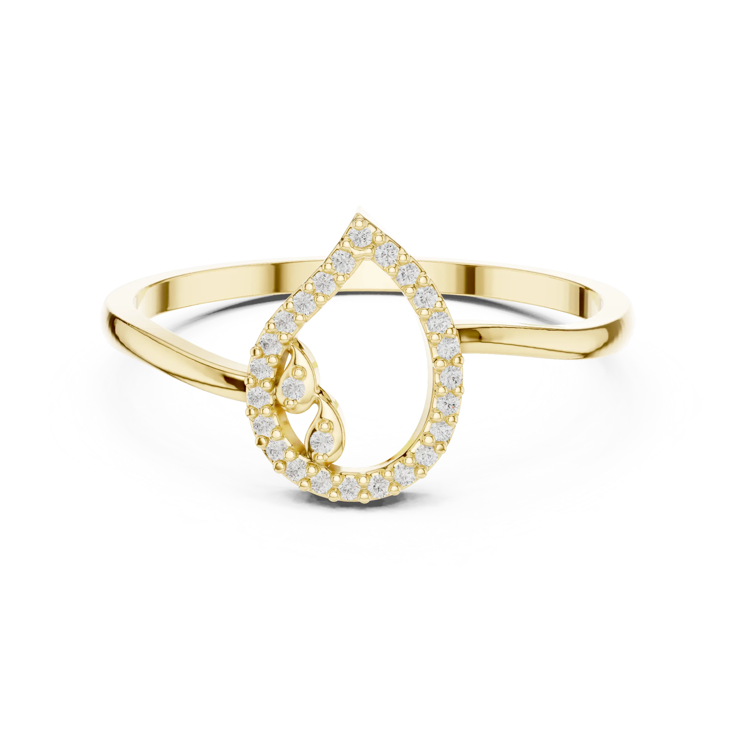 10K White Gold Pear Outline Diamond Outline Stacking Ring