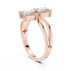 14K Rose Gold Dual Princess-Cut Diamond Bypass Ring