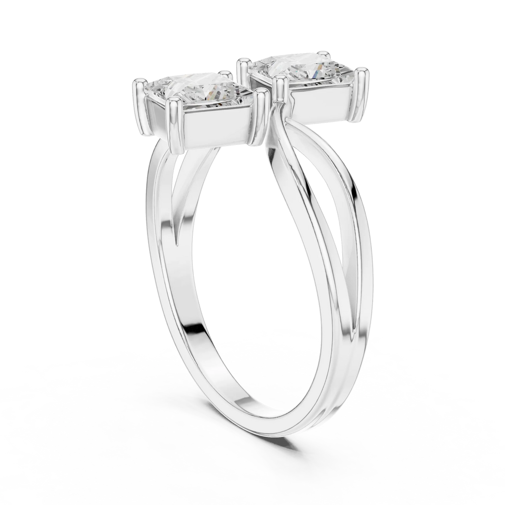 14K Rose Gold Dual Princess-Cut Diamond Bypass Ring