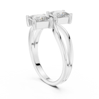 14K Rose Gold Dual Princess-Cut Diamond Bypass Ring