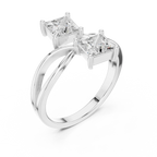 14K Rose Gold Dual Princess-Cut Diamond Bypass Ring