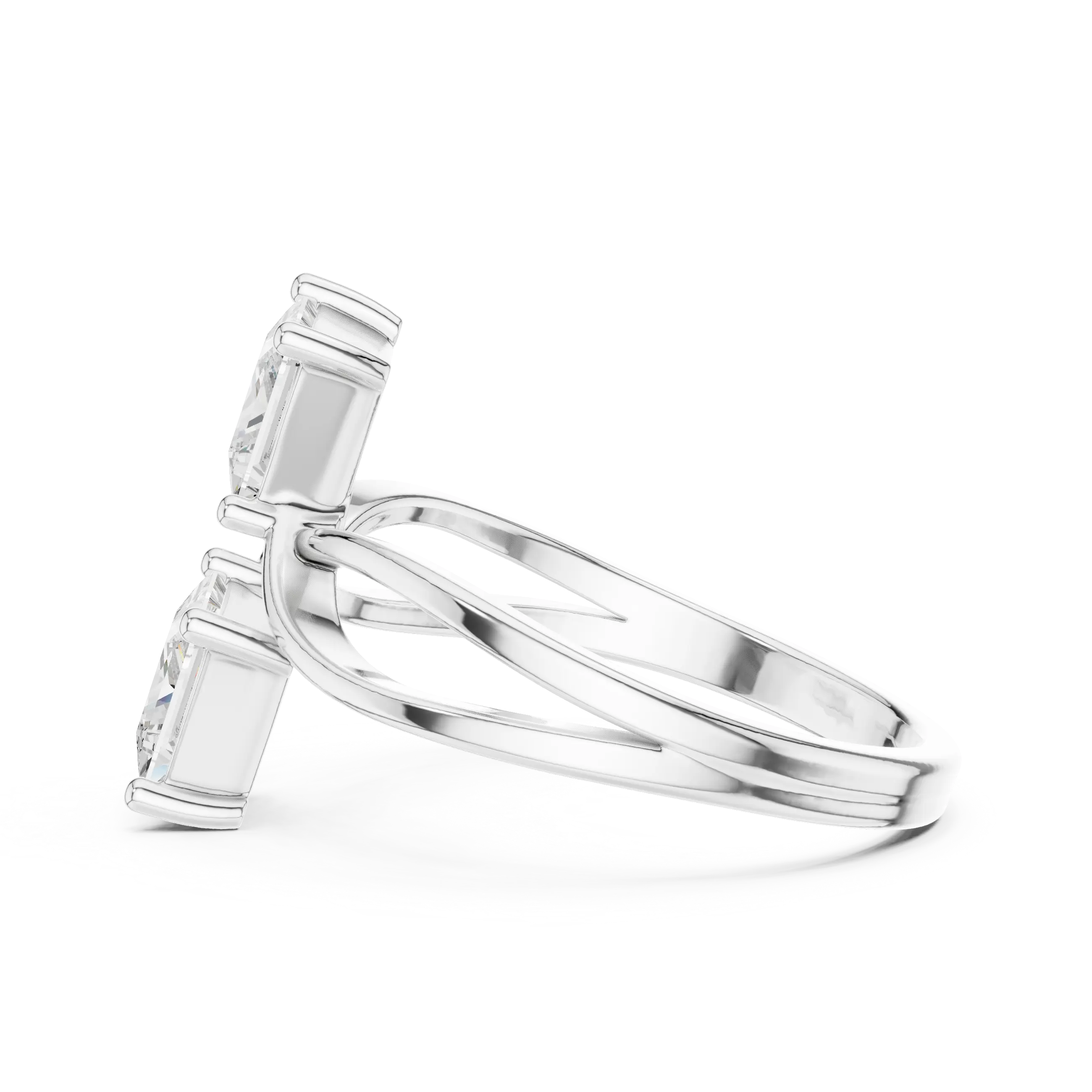 14K Rose Gold Dual Princess-Cut Diamond Bypass Ring
