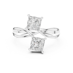 14K Rose Gold Dual Princess-Cut Diamond Bypass Ring