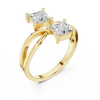 14K Rose Gold Dual Princess-Cut Diamond Bypass Ring