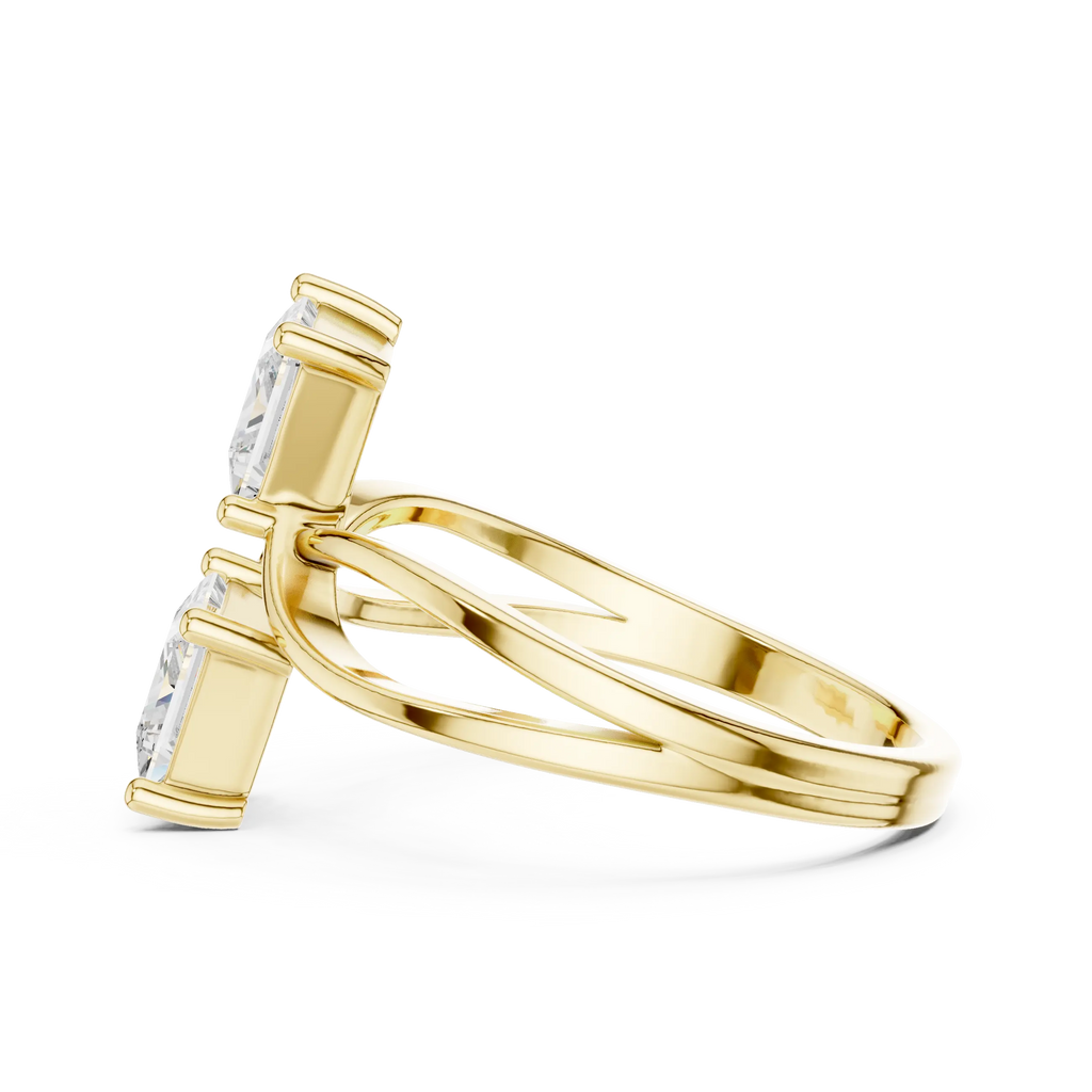 14K Rose Gold Dual Princess-Cut Diamond Bypass Ring