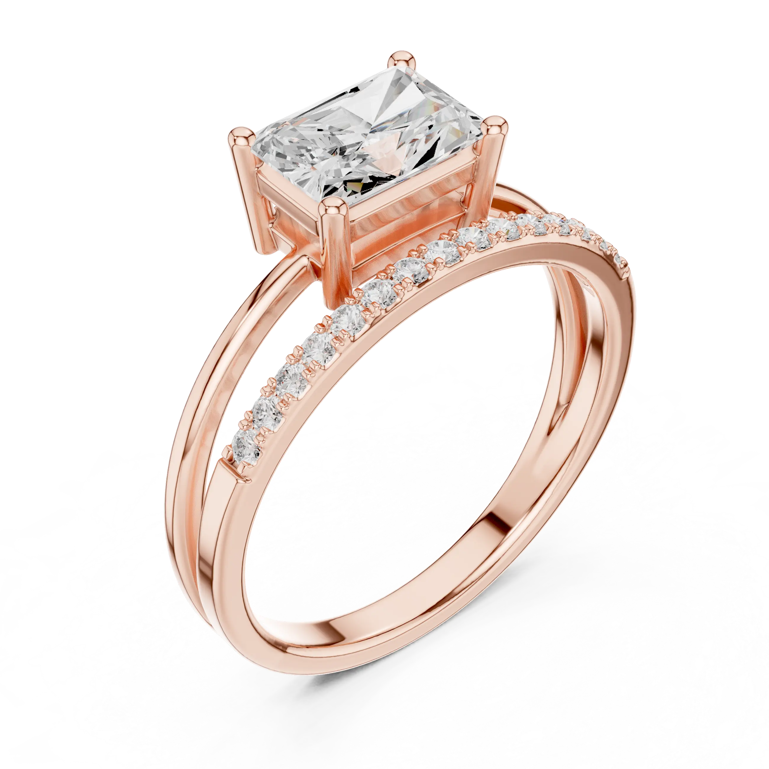 18K Yellow Gold Radiant-Cut Diamond Bypass Engagement Ring