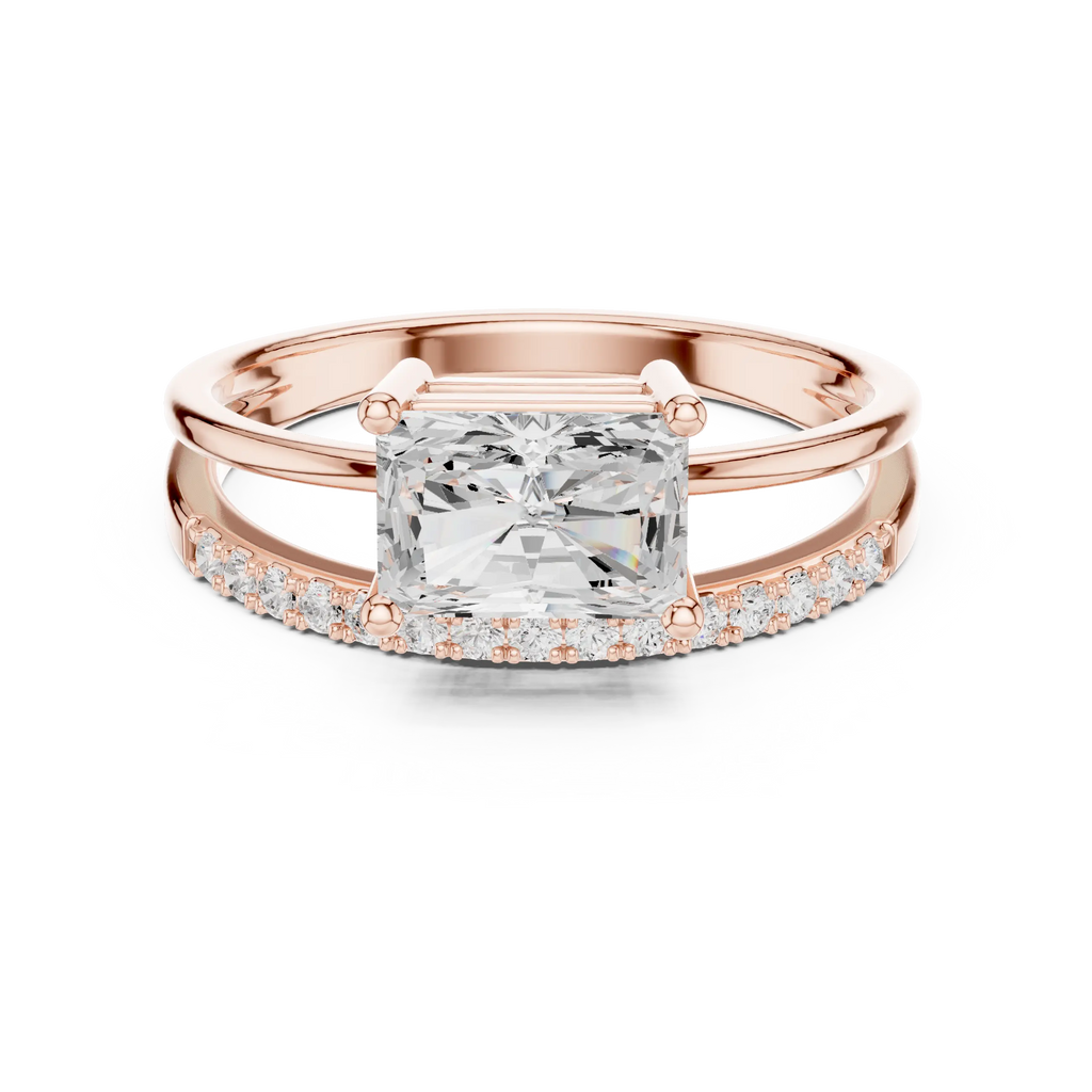 18K Yellow Gold Radiant-Cut Diamond Bypass Engagement Ring