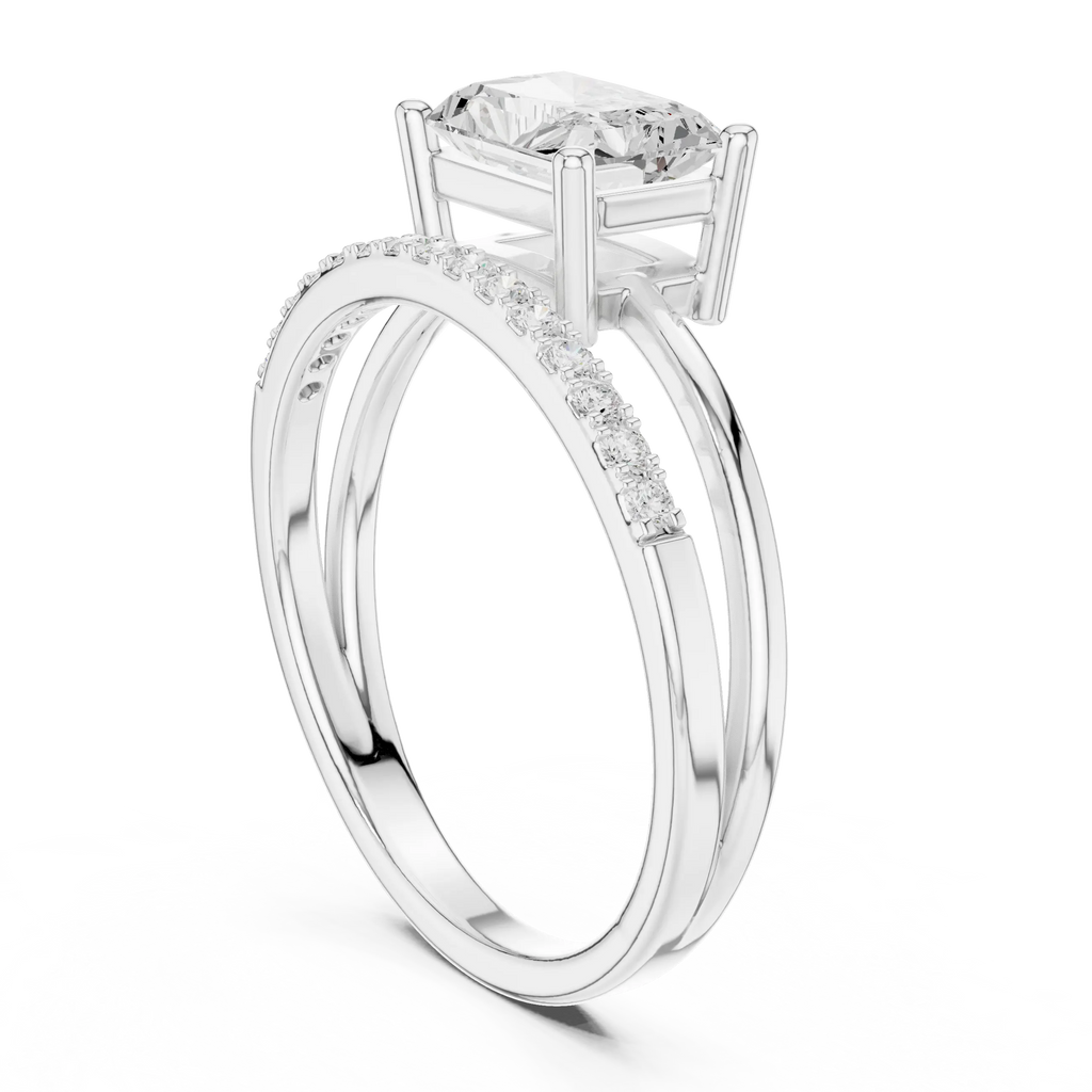 18K Yellow Gold Radiant-Cut Diamond Bypass Engagement Ring