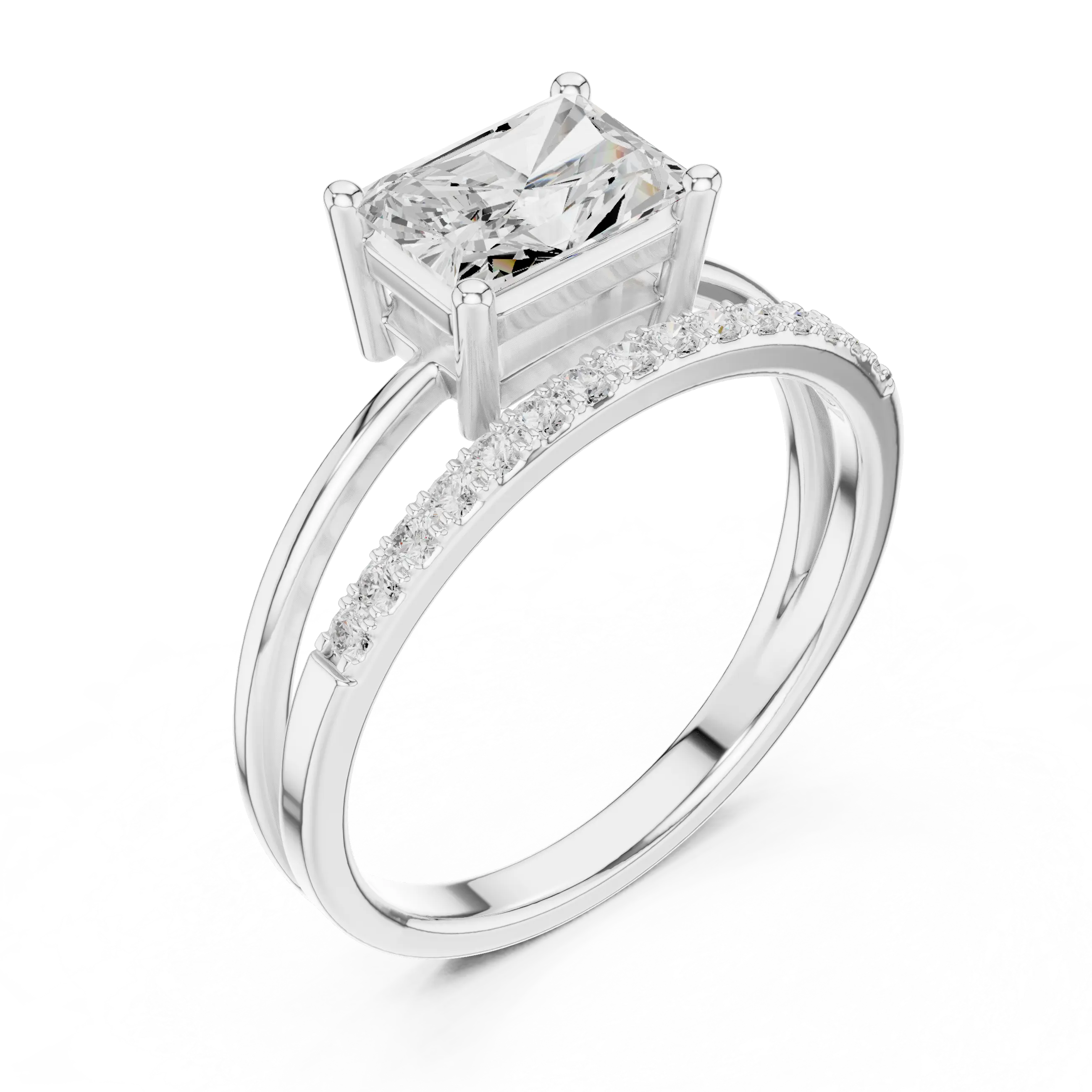 18K Yellow Gold Radiant-Cut Diamond Bypass Engagement Ring