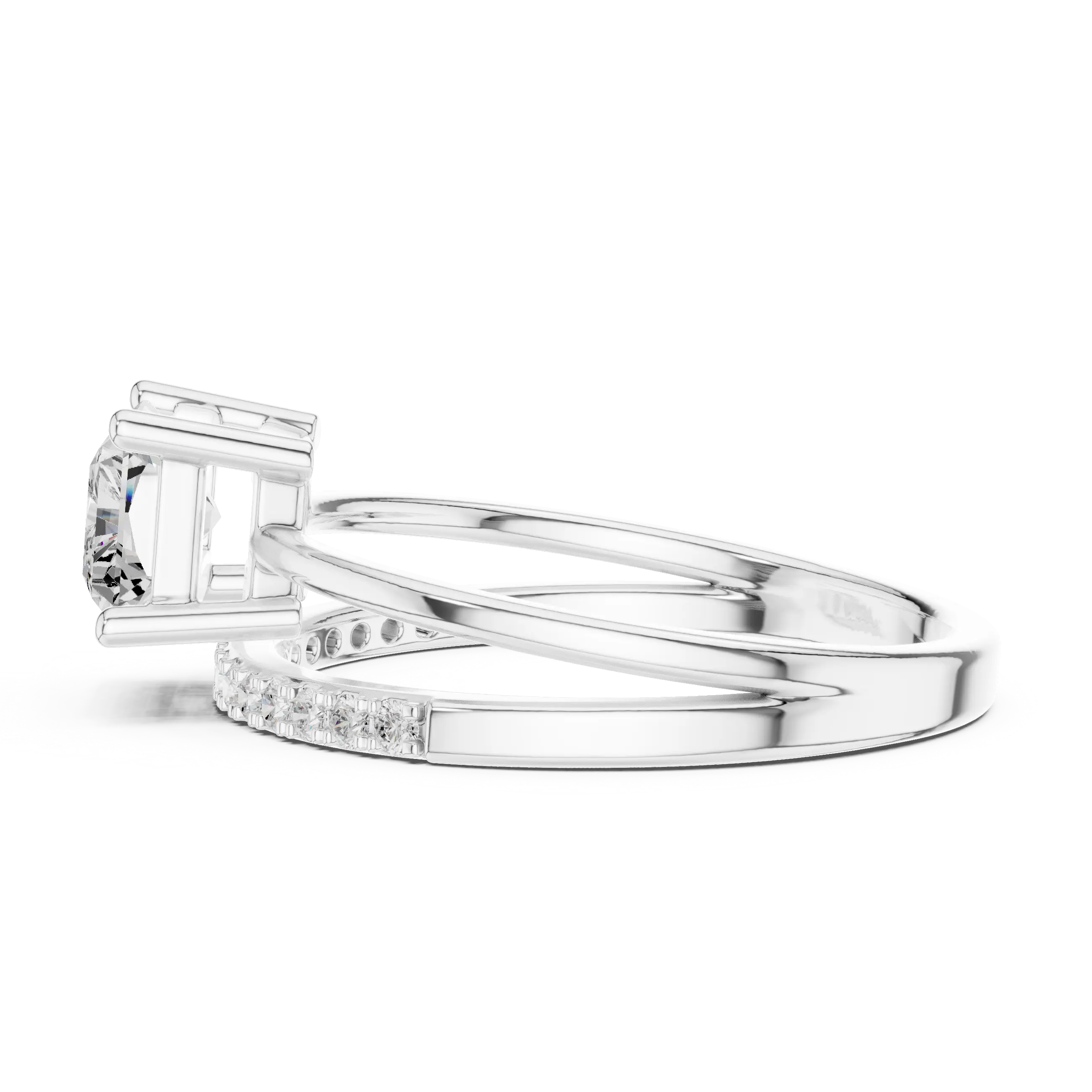 18K Yellow Gold Radiant-Cut Diamond Bypass Engagement Ring