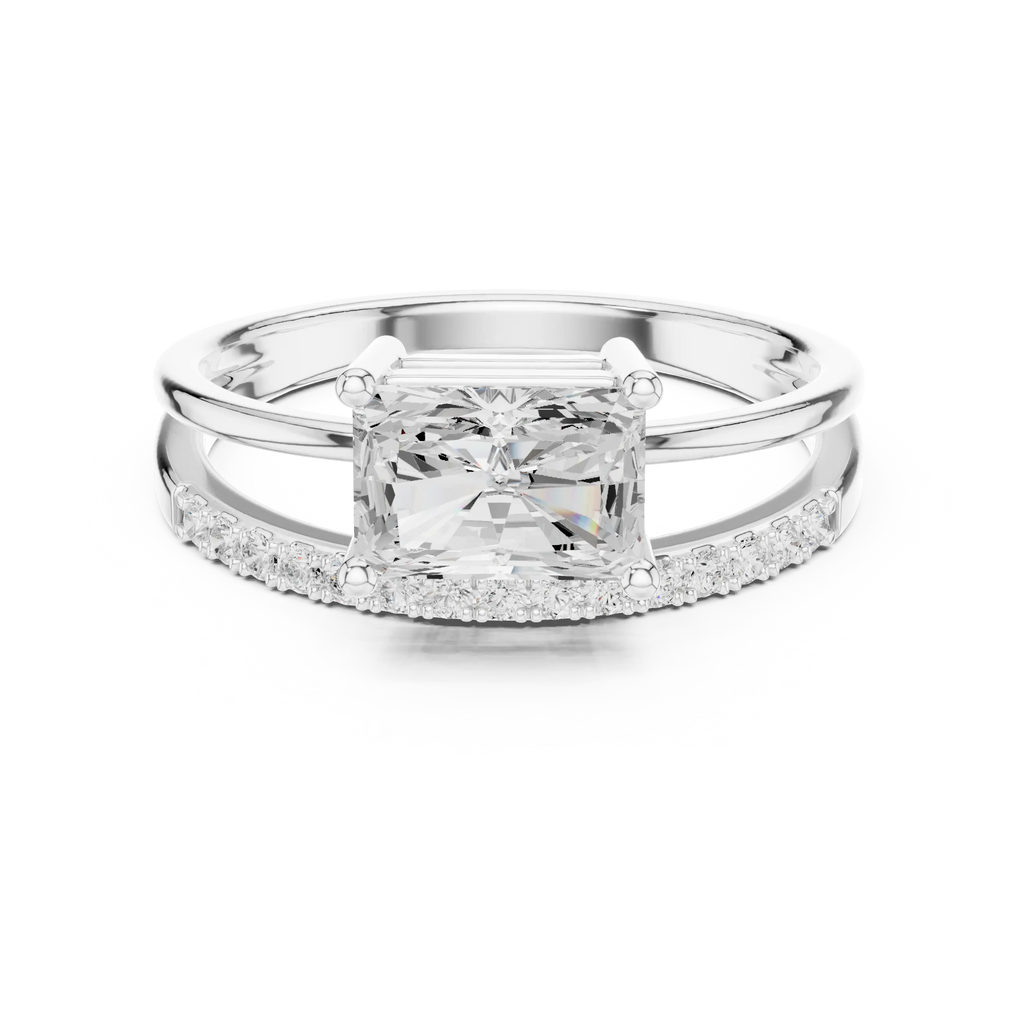 18K Yellow Gold Radiant-Cut Diamond Bypass Engagement Ring