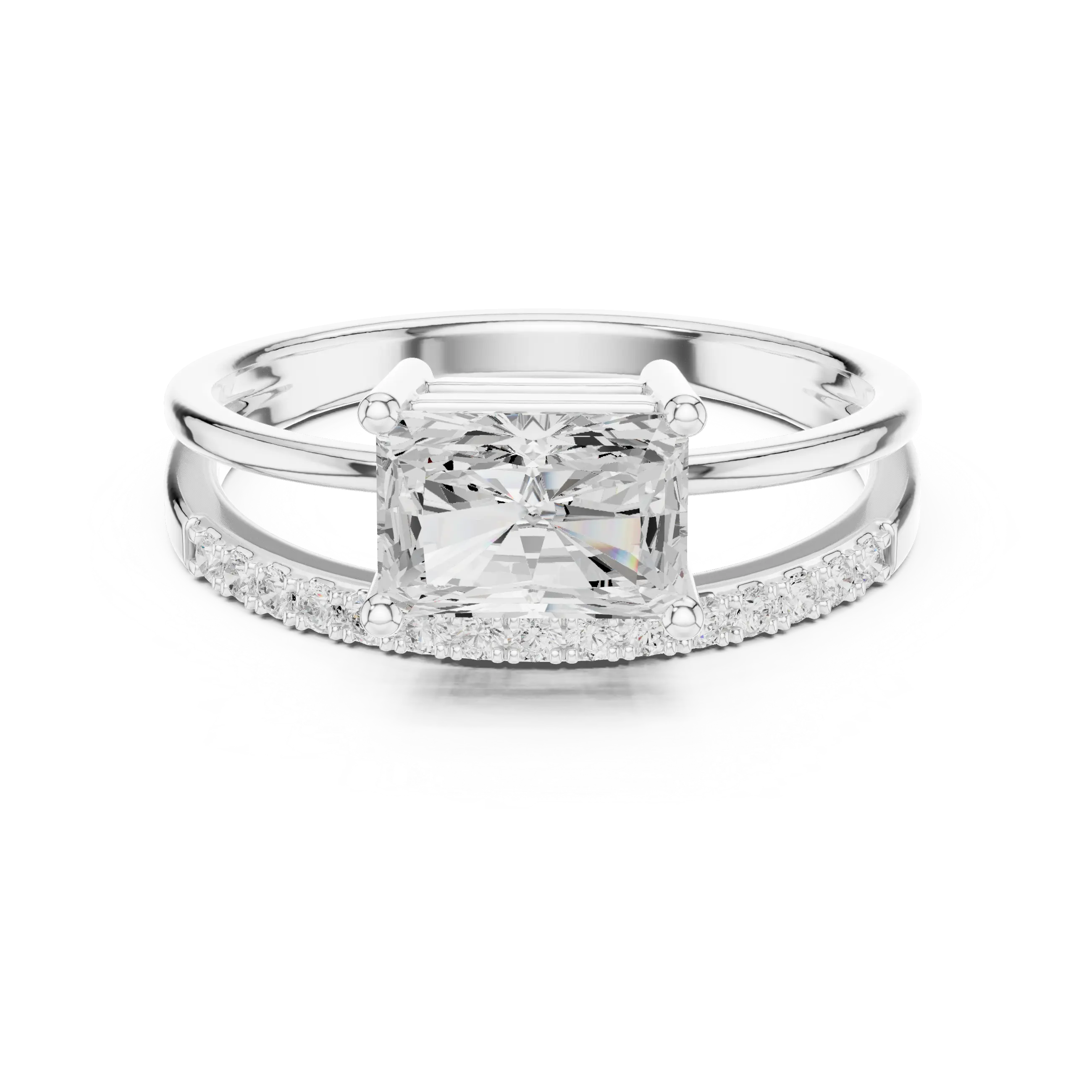 18K Yellow Gold Radiant-Cut Diamond Bypass Engagement Ring