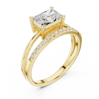 18K Yellow Gold Radiant-Cut Diamond Bypass Engagement Ring
