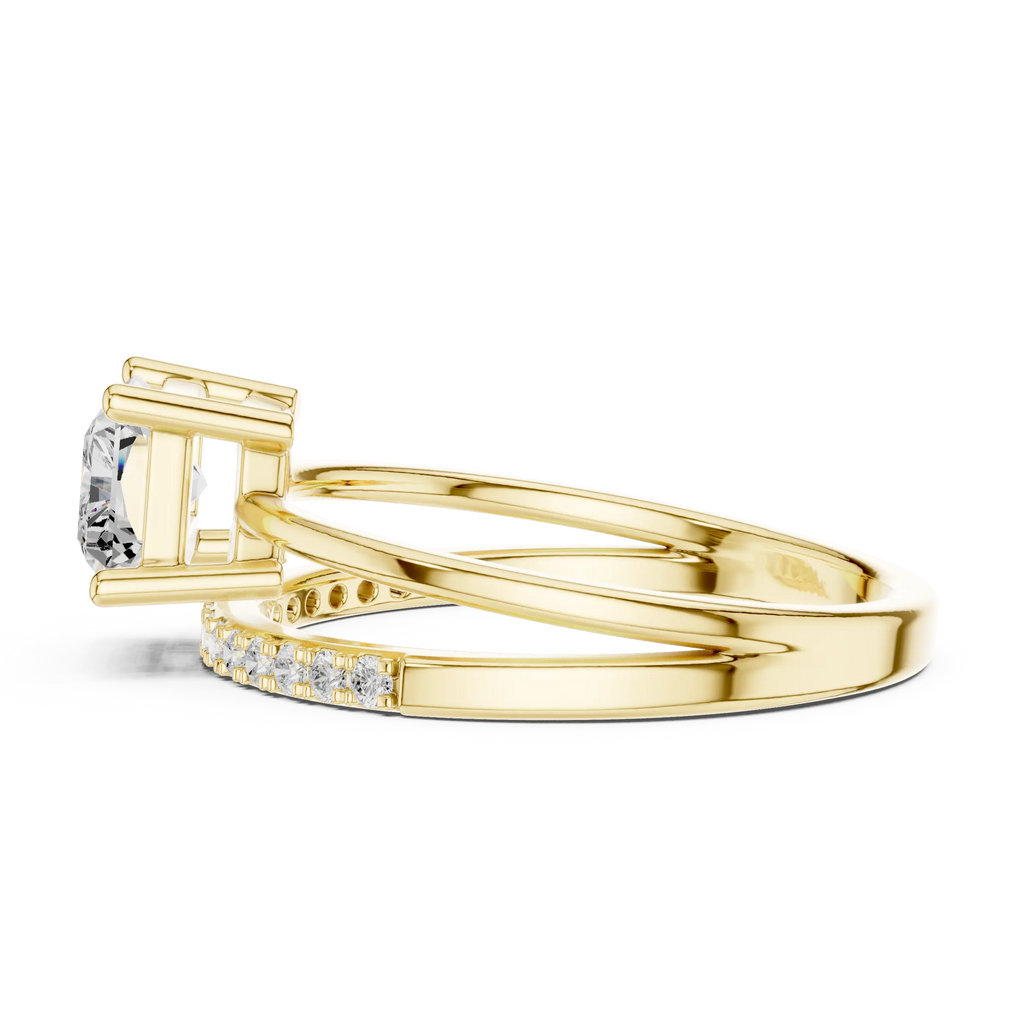 18K Yellow Gold Radiant-Cut Diamond Bypass Engagement Ring
