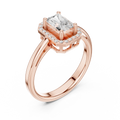 14K Rose Gold Emerald-Cut Diamond Radiant Halo Engagement Ring