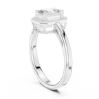 14K Rose Gold Emerald-Cut Diamond Radiant Halo Engagement Ring