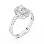 14K Rose Gold Emerald-Cut Diamond Radiant Halo Engagement Ring