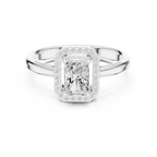 14K Rose Gold Emerald-Cut Diamond Radiant Halo Engagement Ring
