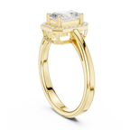 14K Rose Gold Emerald-Cut Diamond Radiant Halo Engagement Ring