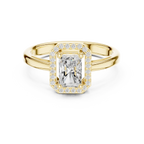 14K Rose Gold Emerald-Cut Diamond Radiant Halo Engagement Ring