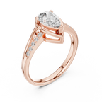 18K White Gold Pear-Cut Diamond Split Shank Engagement Ring