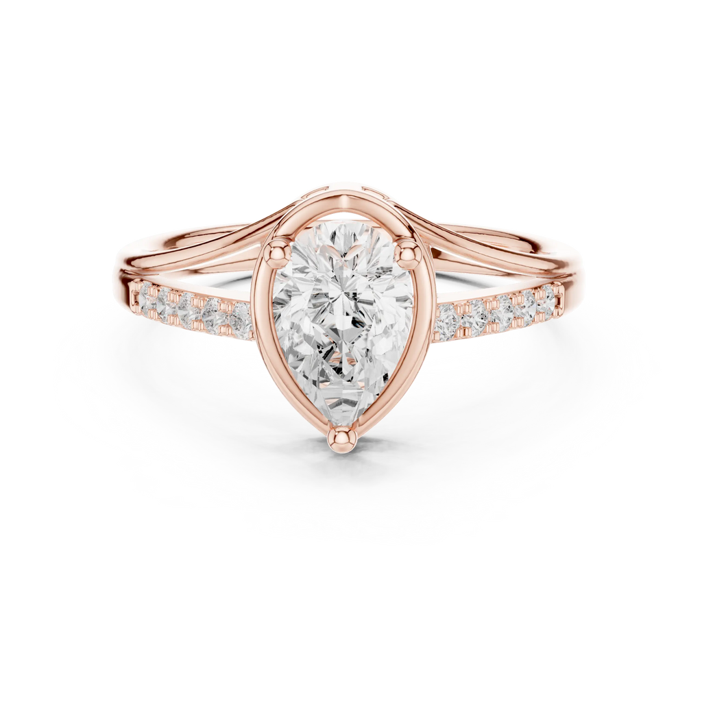 18K White Gold Pear-Cut Diamond Split Shank Engagement Ring