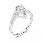 18K White Gold Pear-Cut Diamond Split Shank Engagement Ring