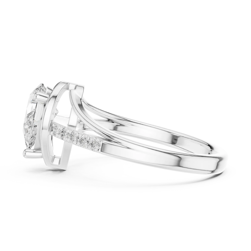 18K White Gold Pear-Cut Diamond Split Shank Engagement Ring