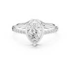 18K White Gold Pear-Cut Diamond Split Shank Engagement Ring