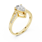 18K White Gold Pear-Cut Diamond Split Shank Engagement Ring