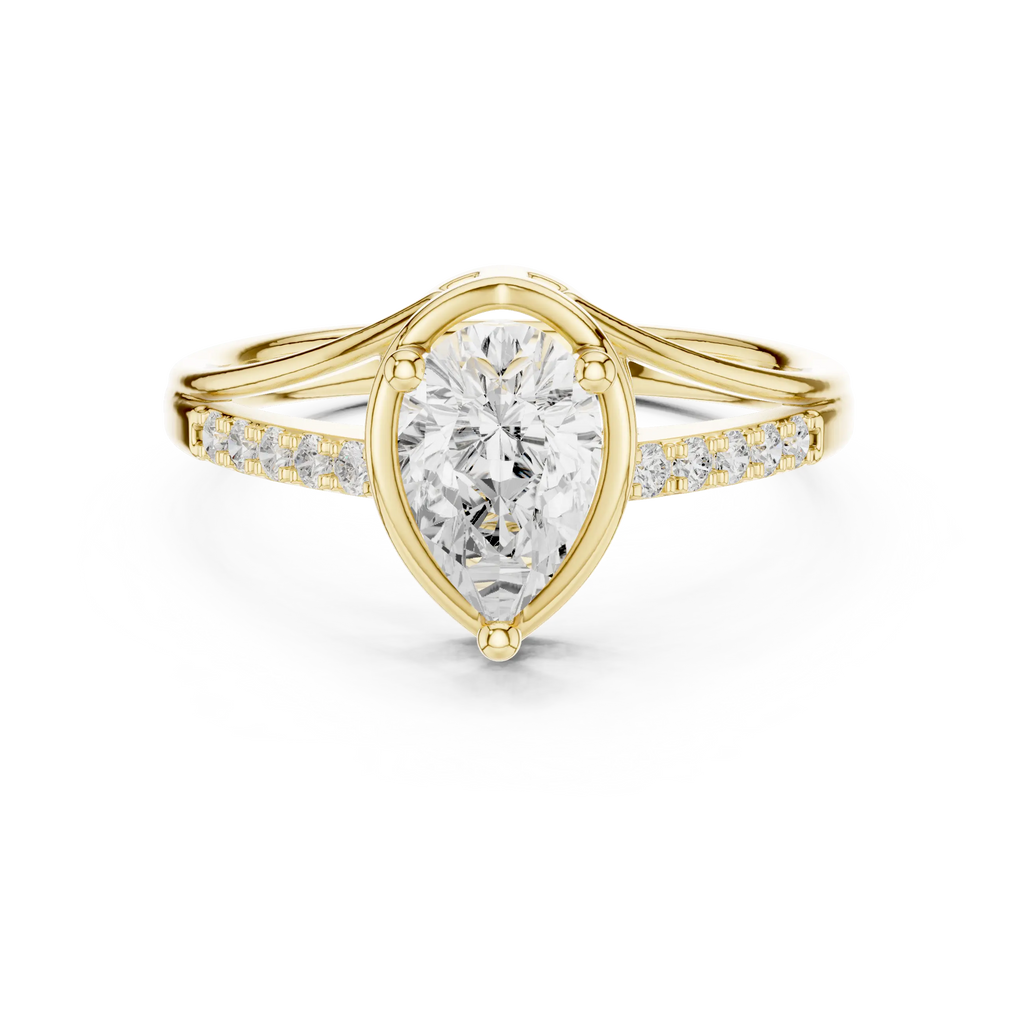 18K White Gold Pear-Cut Diamond Split Shank Engagement Ring