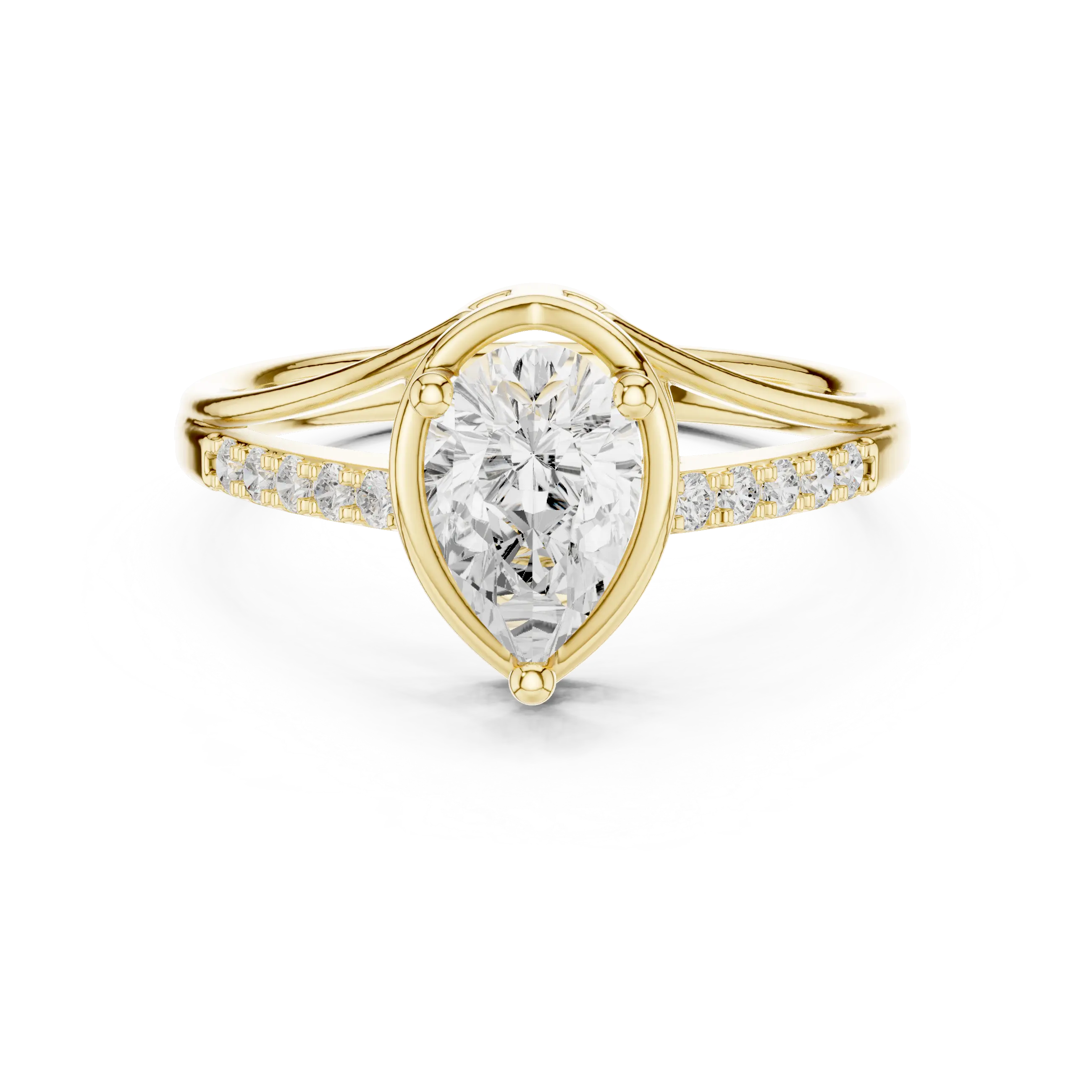 18K White Gold Pear-Cut Diamond Split Shank Engagement Ring