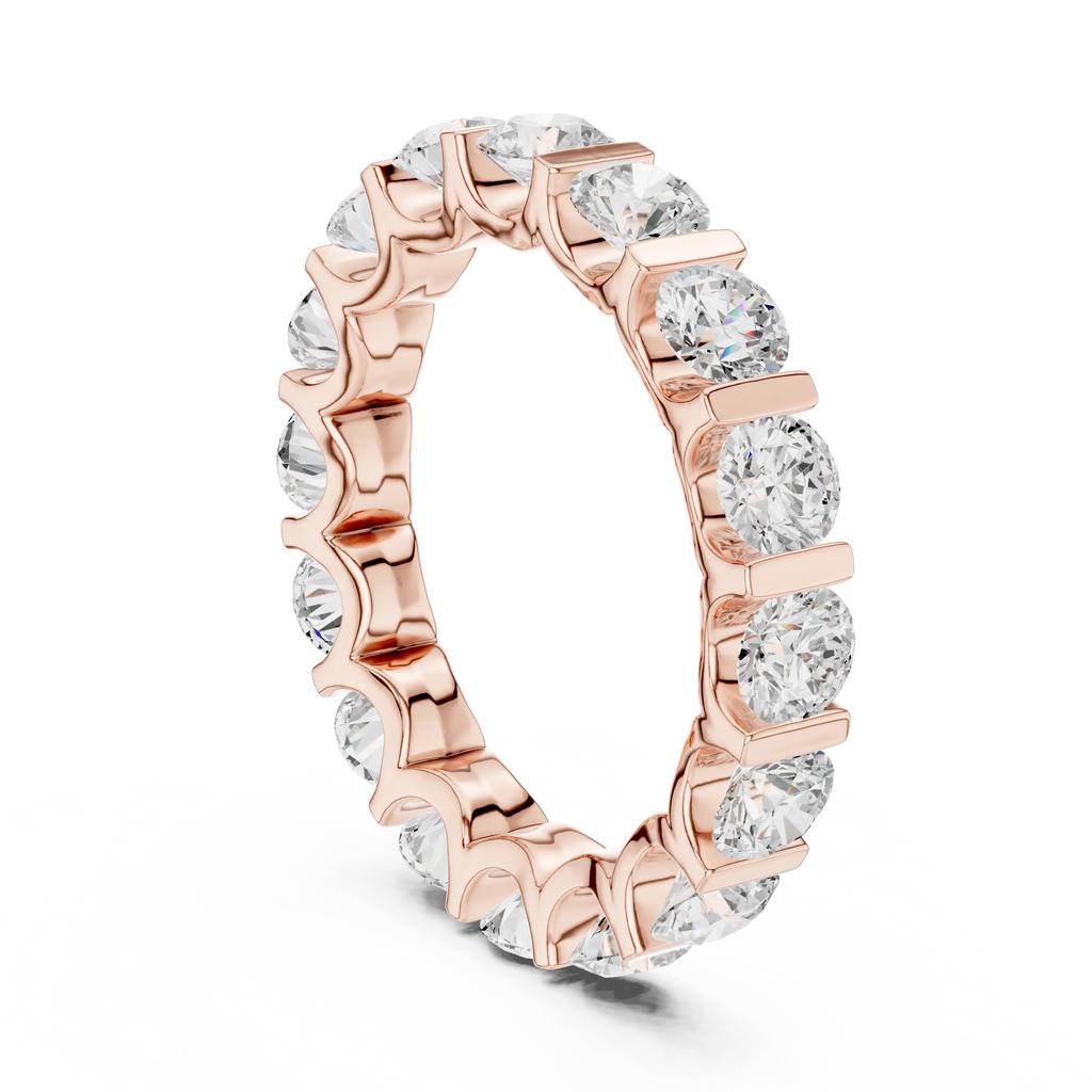 10K Yellow Gold Bar-Set Round Diamond Eternity Ring