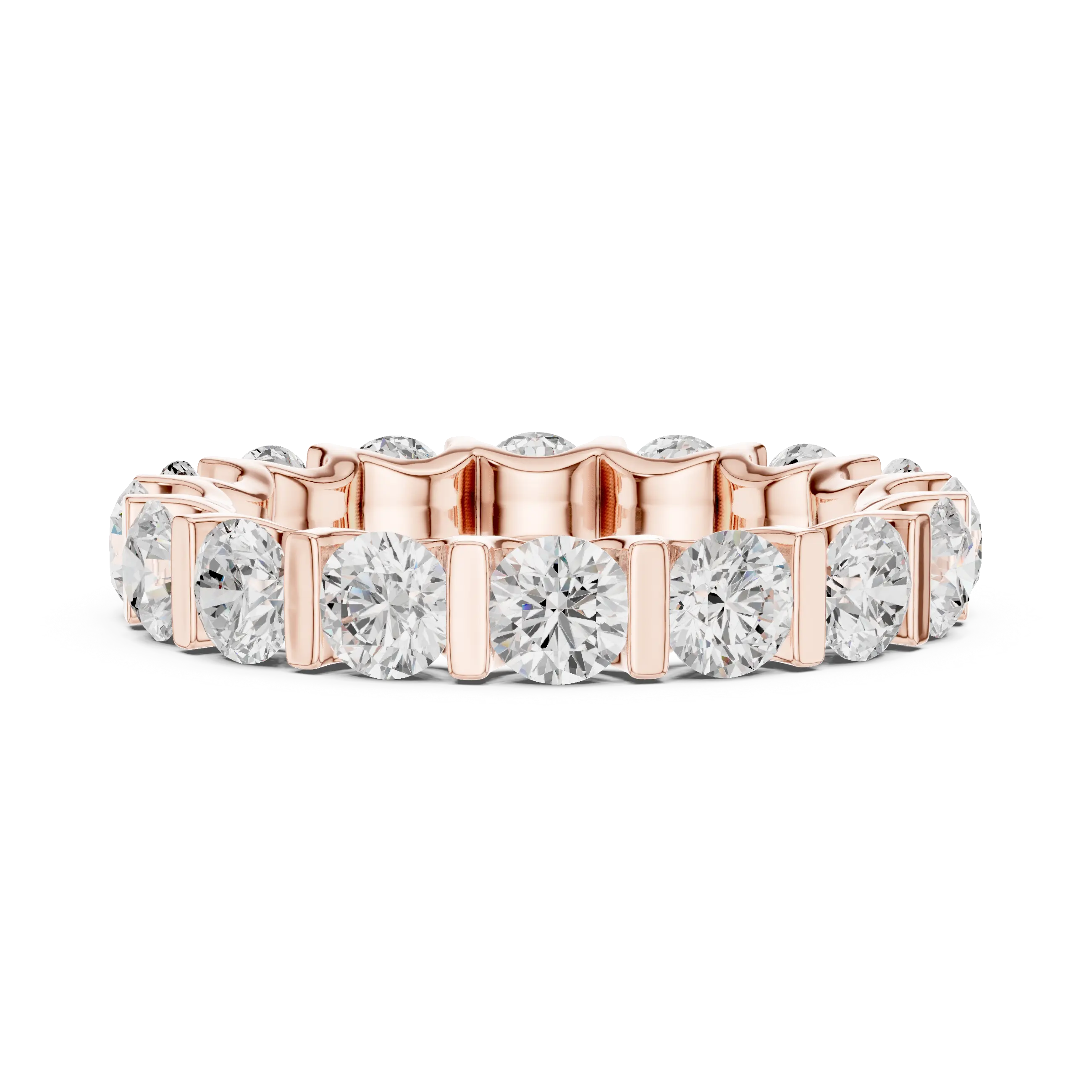10K Yellow Gold Bar-Set Round Diamond Eternity Ring