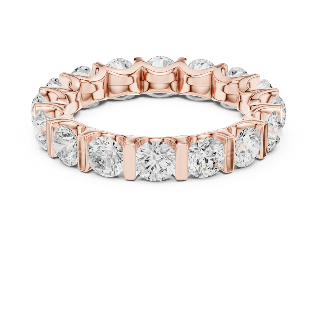 10K Yellow Gold Bar-Set Round Diamond Eternity Ring