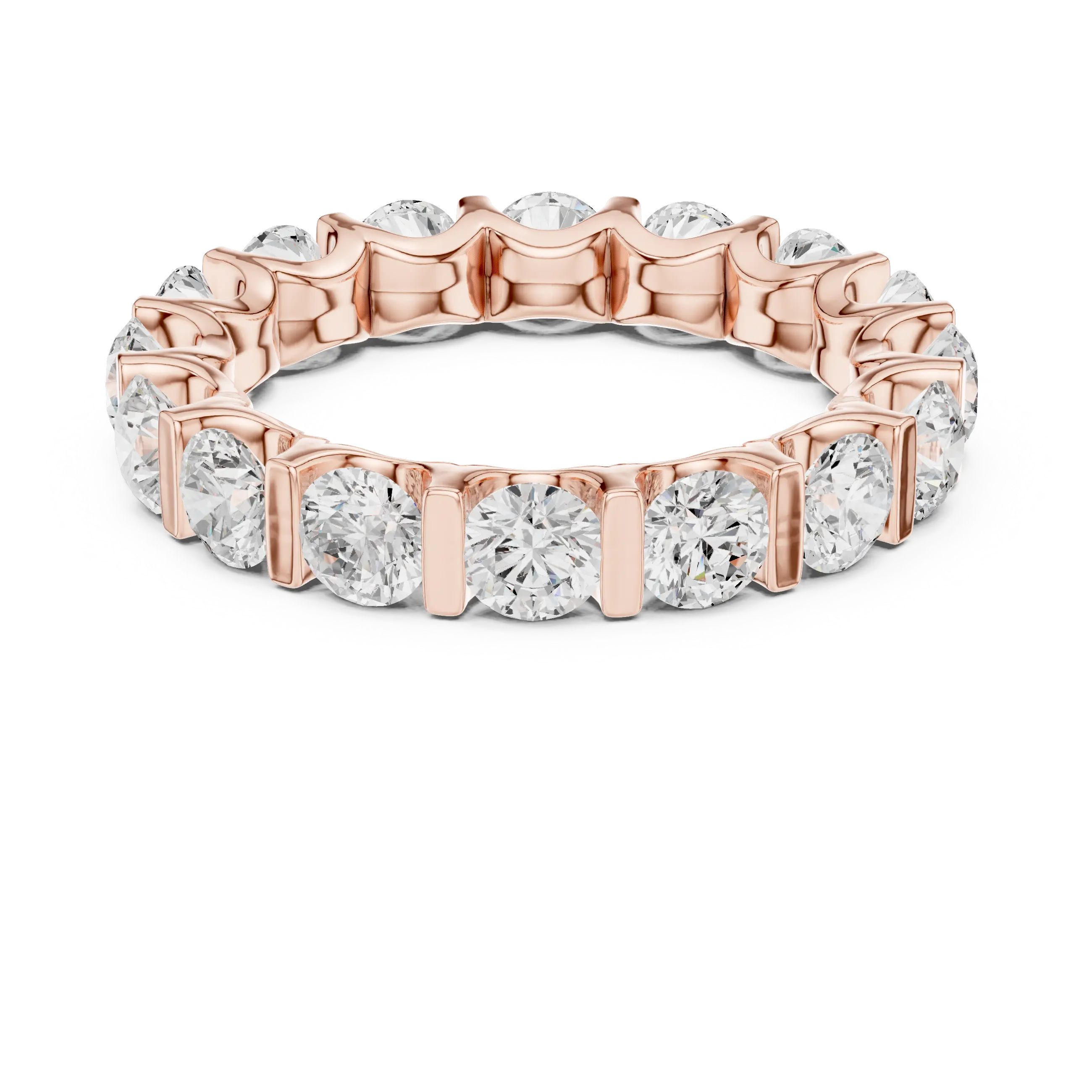 10K Yellow Gold Bar-Set Round Diamond Eternity Ring