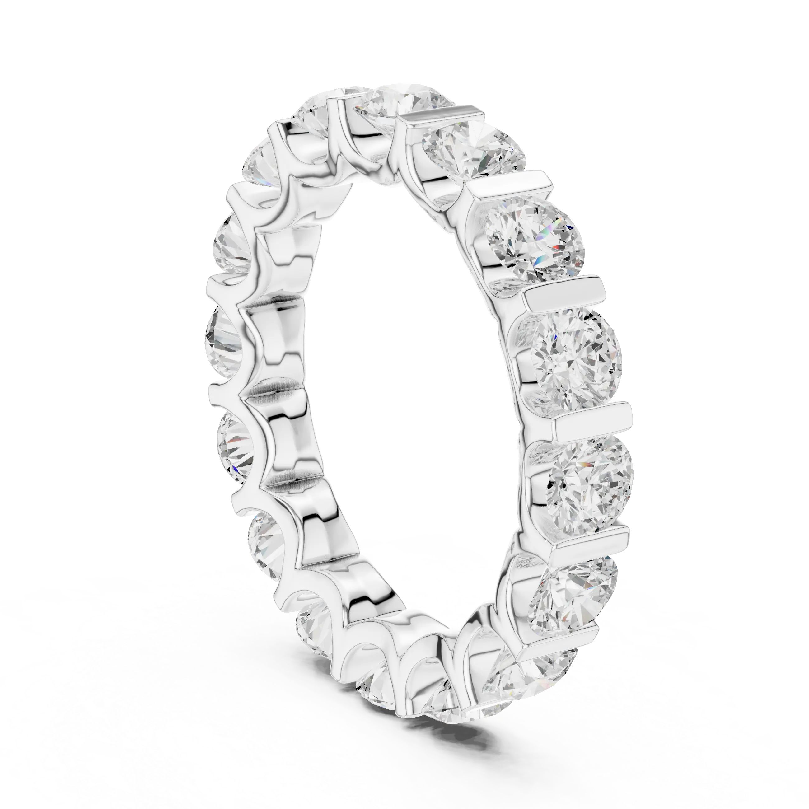 10K Yellow Gold Bar-Set Round Diamond Eternity Ring