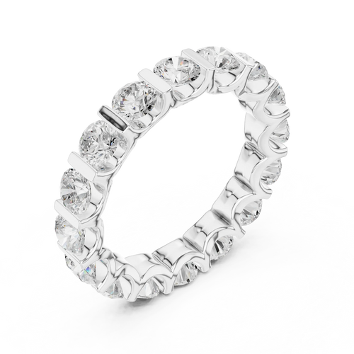 10K Yellow Gold Bar-Set Round Diamond Eternity Ring