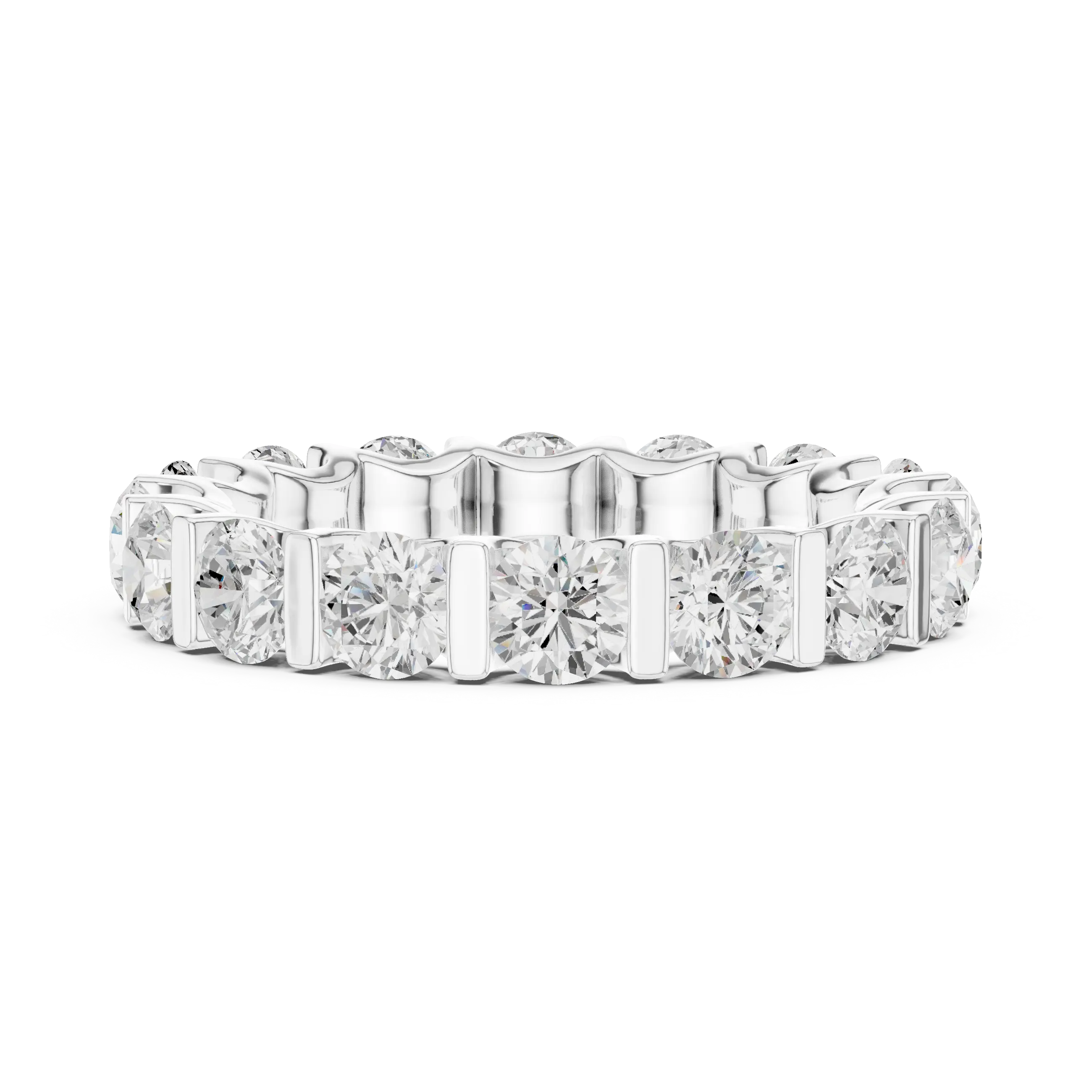 10K Yellow Gold Bar-Set Round Diamond Eternity Ring