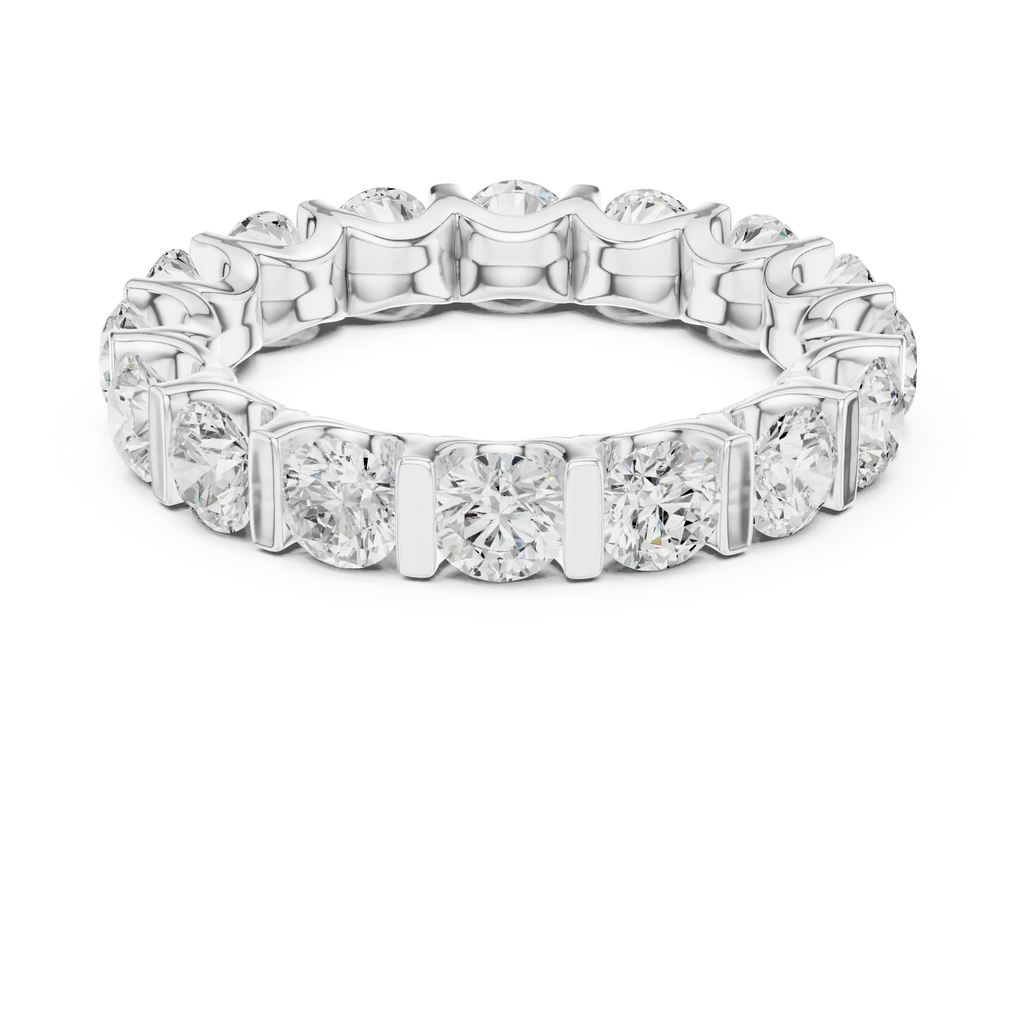 10K Yellow Gold Bar-Set Round Diamond Eternity Ring