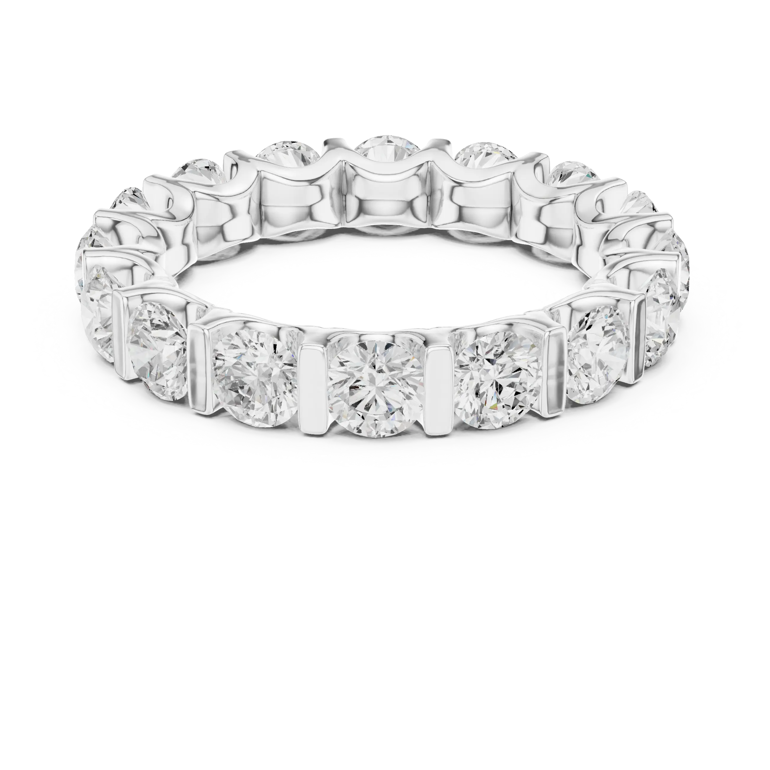 10K Yellow Gold Bar-Set Round Diamond Eternity Ring