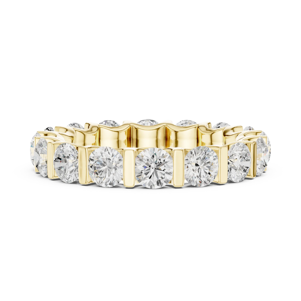 10K Yellow Gold Bar-Set Round Diamond Eternity Ring