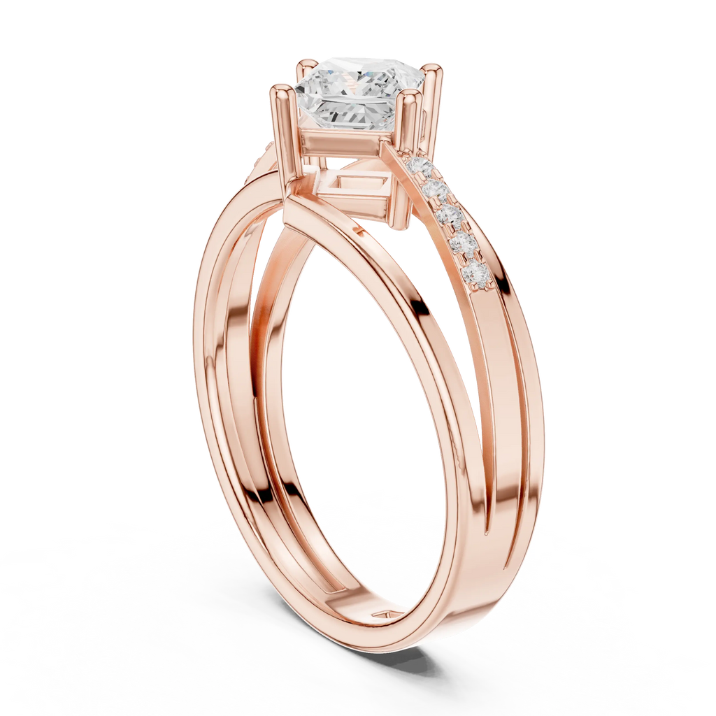 14K Rose Gold Princess-Cut Diamond Engagement Ring