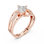 14K Rose Gold Princess-Cut Diamond Engagement Ring