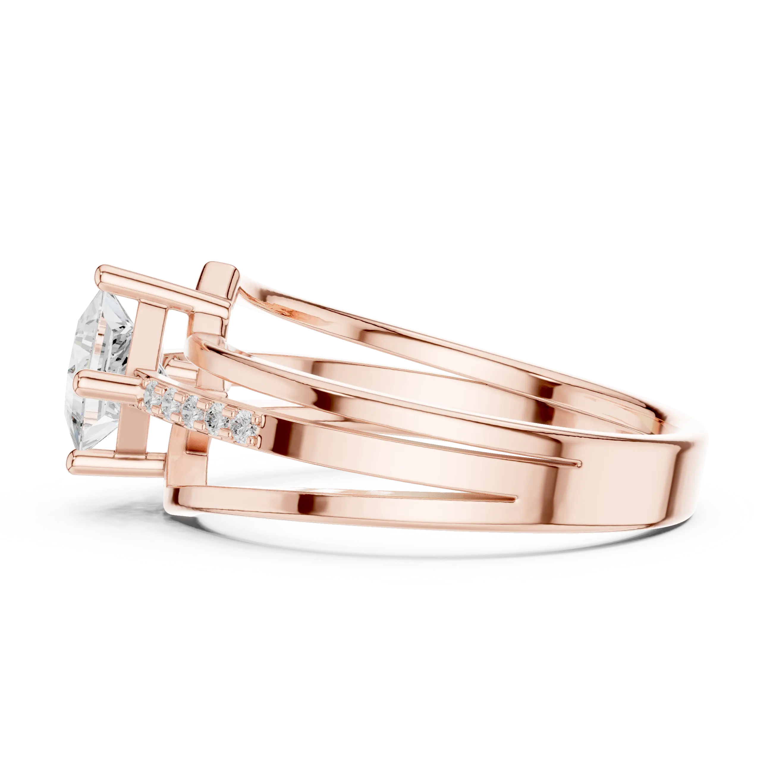 14K Rose Gold Princess-Cut Diamond Engagement Ring
