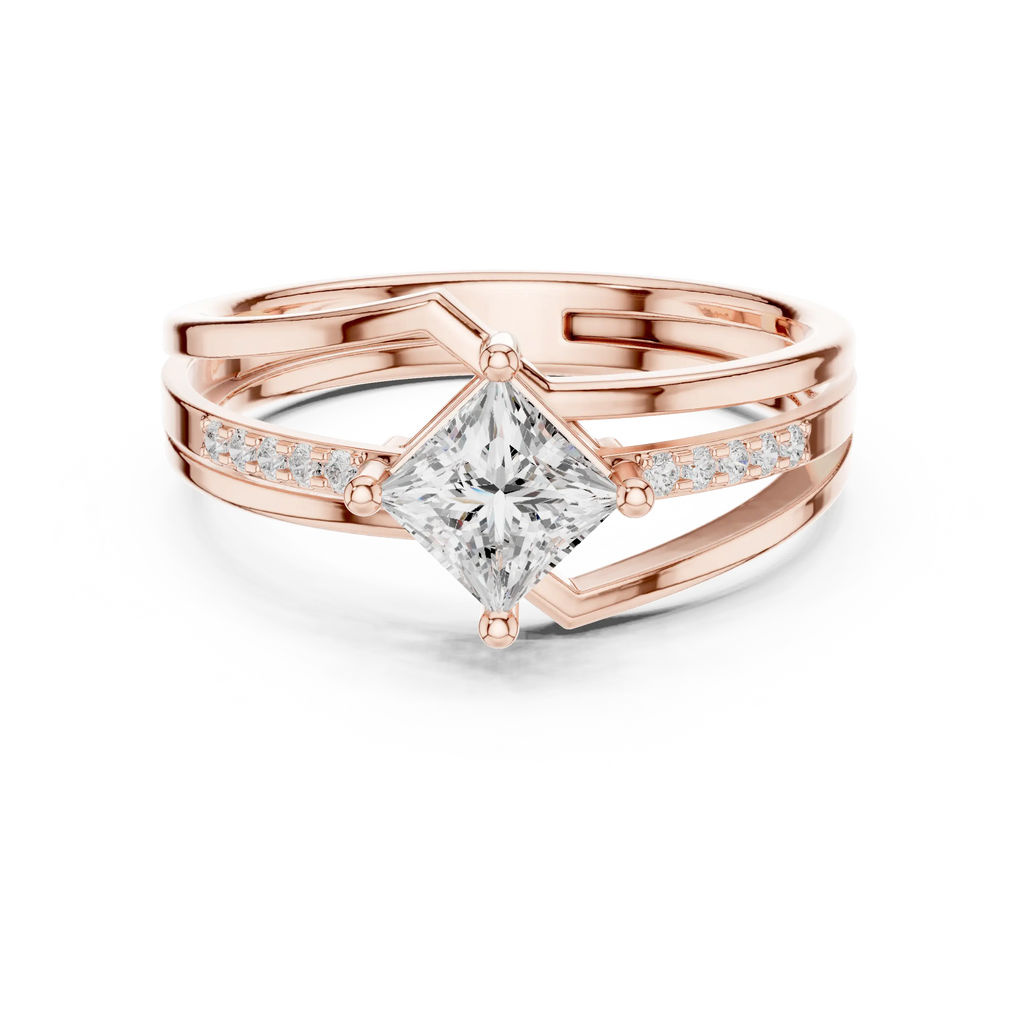 14K Rose Gold Princess-Cut Diamond Engagement Ring