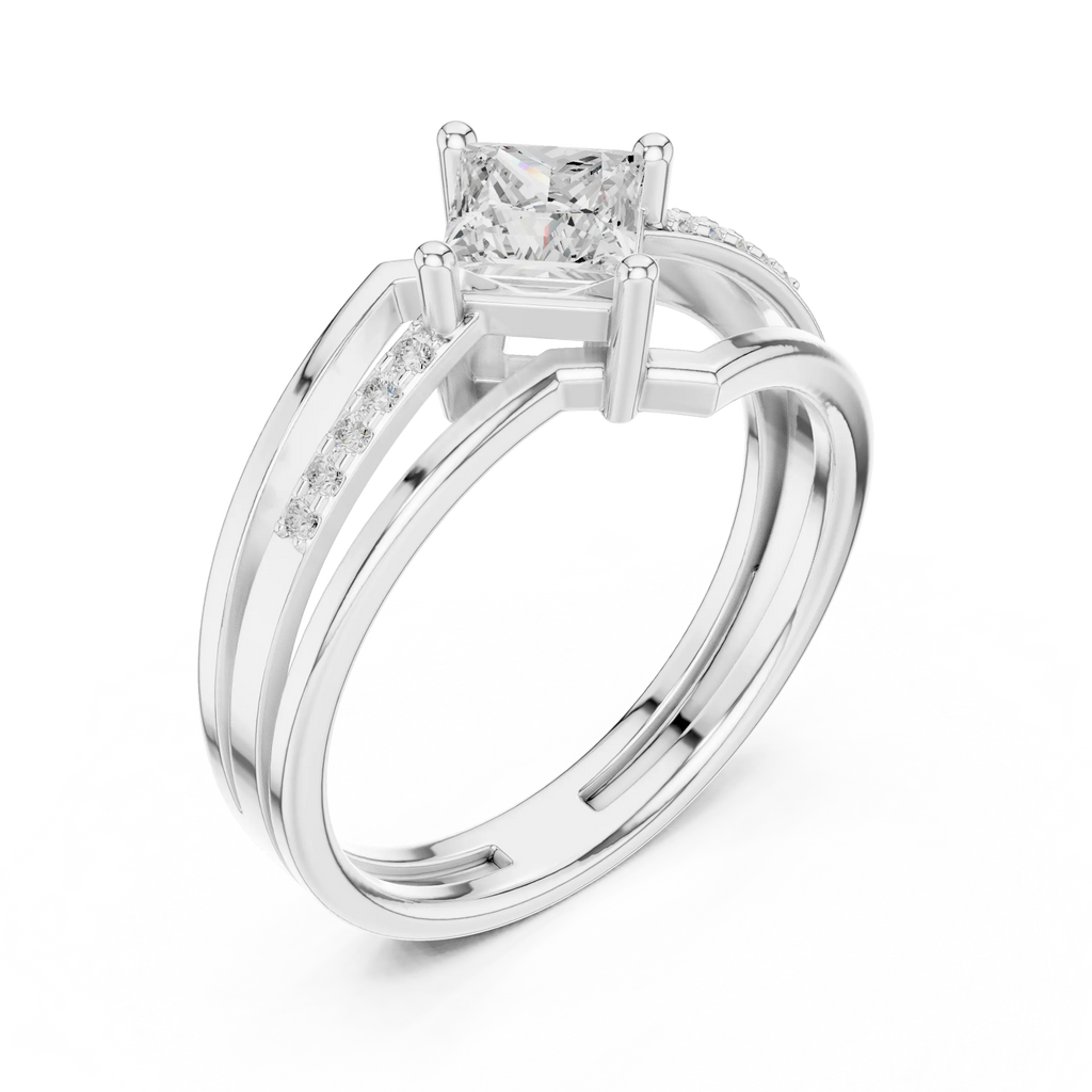 14K Rose Gold Princess-Cut Diamond Engagement Ring